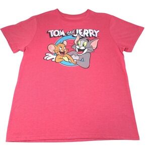 Tom & Jerry‎ Unisex Red T-Shirt Short-Sleeve Graphic Print Size XL